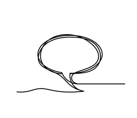 Abstract oval speech bubble as line drawing on white as backgroundのイラスト素材