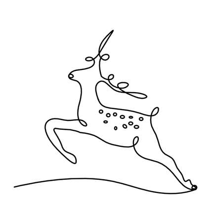 Silhouette of abstract deer as line drawing on whiteのイラスト素材