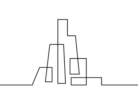 Abstract architecture  as continuous lines drawing on white backgroundのイラスト素材