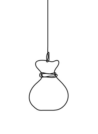 Abstract new year toy "bag" as continuous line drawing on white backgroundのイラスト素材