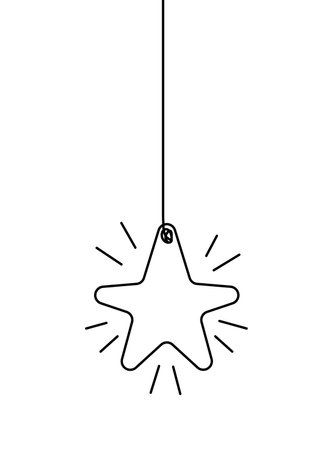 Abstract new year toy star as continuous line drawing on white backgroundのイラスト素材