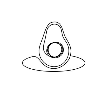 Drawing line avocado on the white backgroundのイラスト素材