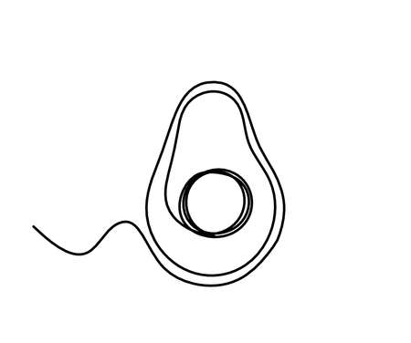 Drawing line avocado on the white backgroundのイラスト素材