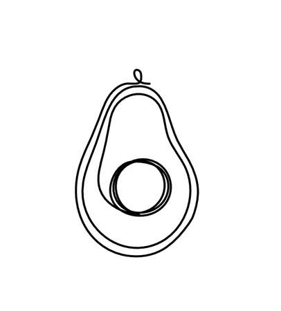 Drawing line avocado on the white backgroundのイラスト素材
