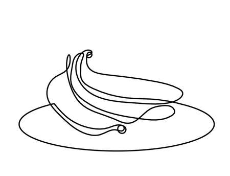 Drawing line banana on the white backgroundの写真素材