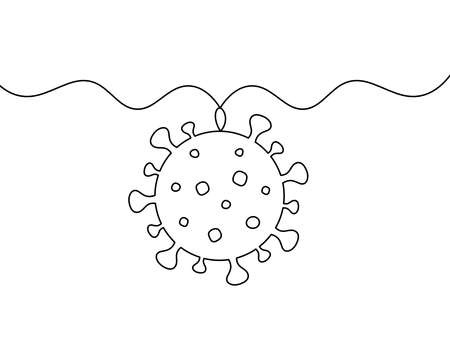Abstract sign of corona virus as line drawing on white backgroundの写真素材