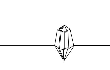 Abstract crystal as continuous lines drawing on white backgroundのイラスト素材