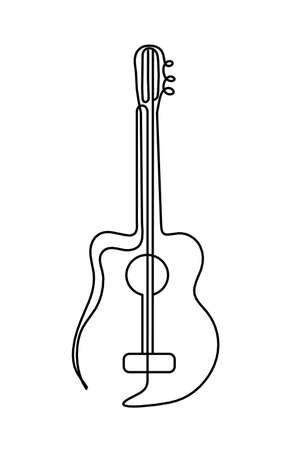 Abstract guitar as continuous lines drawing on white backgroundのイラスト素材