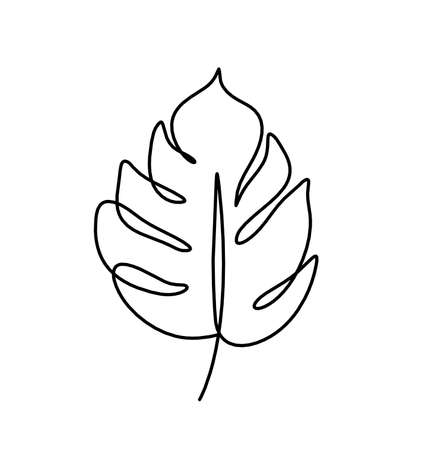 Abstract leaf as line drawing on the white backgroundのイラスト素材
