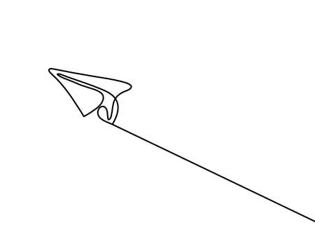 Abstract paper plane as line drawing on white as backgroundのイラスト素材