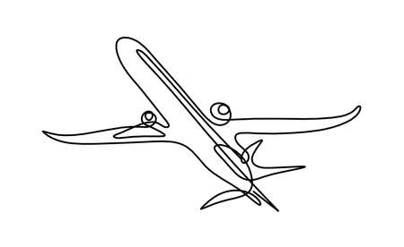 Abstract plane as line drawing on white as backgroundのイラスト素材
