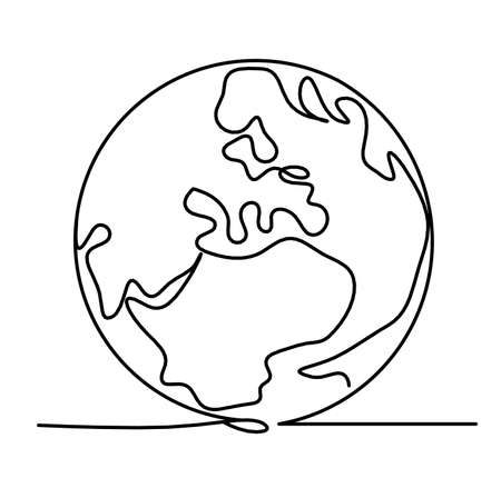 Abstract planet Earth as line drawing on white as backgroundのイラスト素材