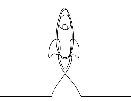 Abstract rocket as continuous line drawing on white backgroundのイラスト素材
