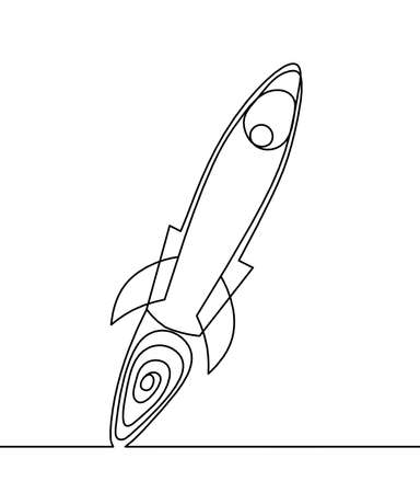 Abstract rocket as continuous line drawing on white backgroundのイラスト素材