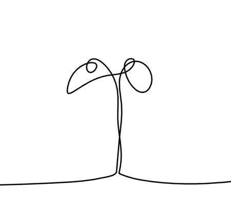 Abstract sprout as line drawing on the white backgroundのイラスト素材