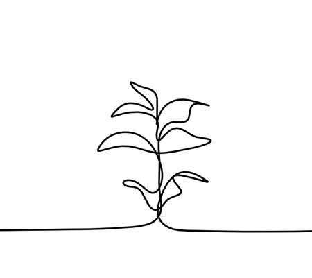 Abstract sprout as line drawing on the white backgroundのイラスト素材