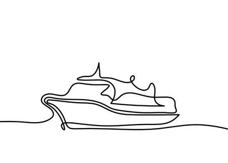 Abstract boat as line drawing on white backgroundのイラスト素材