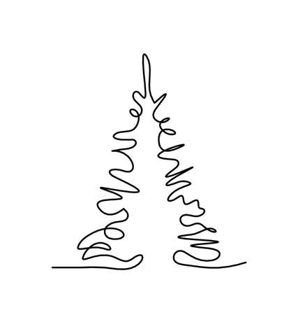 Abstract spruce tree as line drawing on the white backgroundの写真素材