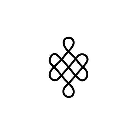 Sign of endless auspicious knot as line drawing on the white backgroundのイラスト素材