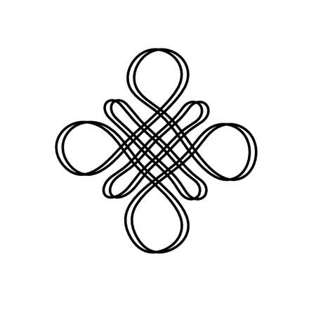 Sign of endless auspicious knot as line drawing on the white backgroundの写真素材