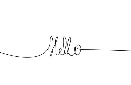 Calligraphic inscription of word "hello" as continuous line drawing on white  backgroundのイラスト素材