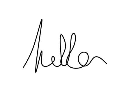 Calligraphic inscription of word "hello" as continuous line drawing on white  backgroundのイラスト素材