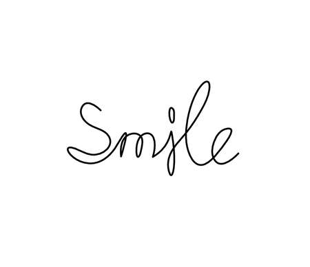 Calligraphic inscription of word "smile" as continuous line drawing on white  backgroundのイラスト素材