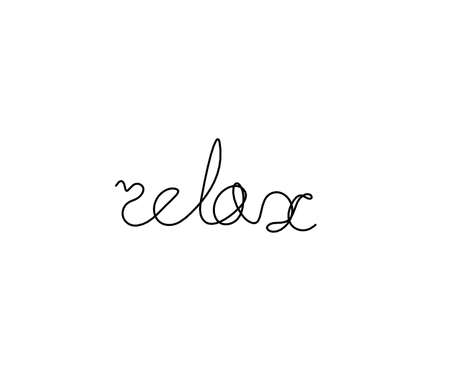 Calligraphic inscription of word "relax" as continuous line drawing on white  backgroundのイラスト素材