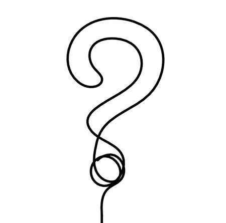 Abstract question mark continuous lines drawing on white backgroundのイラスト素材