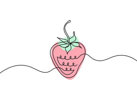 Drawing line of color strawberry on the white backgroundのイラスト素材