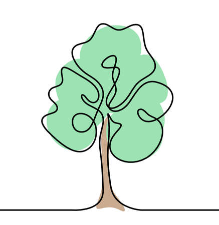 Abstract color tree as line drawing on the white backgroundのイラスト素材