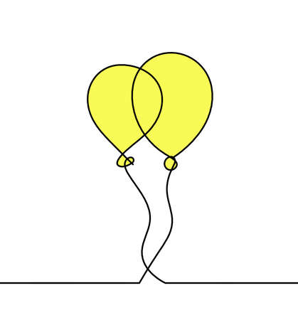 Abstract color air balloon as line drawing on white backgroundの写真素材