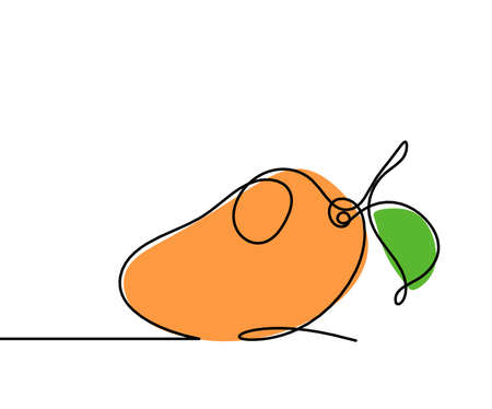 Drawing line color mango on the white backgroundのイラスト素材