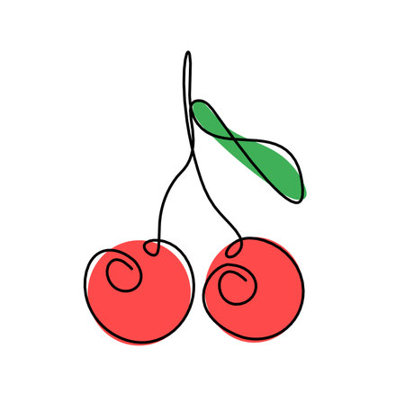 Drawing line color cherry on the white background