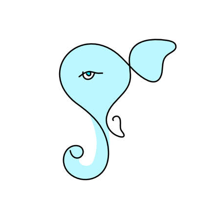 Silhouette of color Lord Ganesha as line drawing on the white backgroundの写真素材