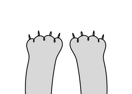 Silhouette of color abstract paw as line drawing on whiteのイラスト素材