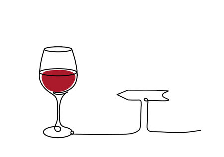 Drawing line color wineglass with direction on the white backgroundの写真素材