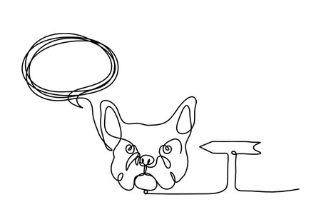 Silhouette of abstract bulldog with direction as line drawing on white backgroundのイラスト素材