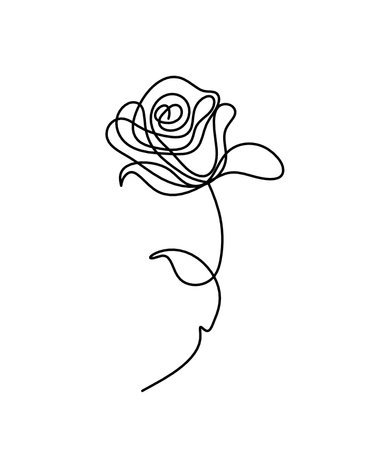 Abstract flower line drawing, isolated on white backgroundのイラスト素材
