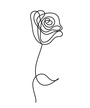 Abstract flower line drawing, isolated on white backgroundのイラスト素材