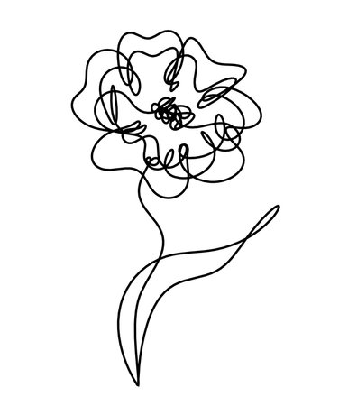Abstract flower line drawing, isolated on white backgroundのイラスト素材