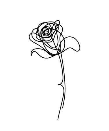 Abstract flower line drawing, isolated on white backgroundのイラスト素材