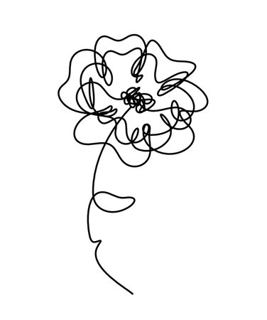 Abstract flower line drawing, isolated on white backgroundのイラスト素材