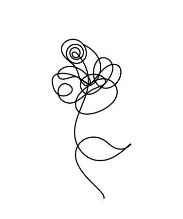 Abstract flower line drawing, isolated on white backgroundのイラスト素材