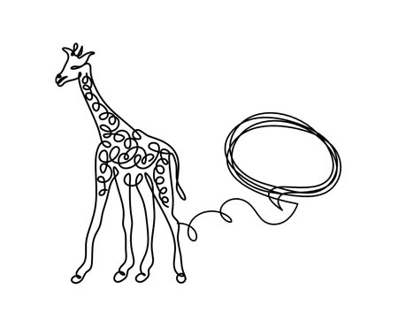 Silhouette of abstract giraffe with comment as line drawing on whiteのイラスト素材