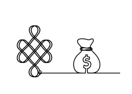 Sign of endless auspicious question mark with dollar as line drawing on the white backgroundのイラスト素材