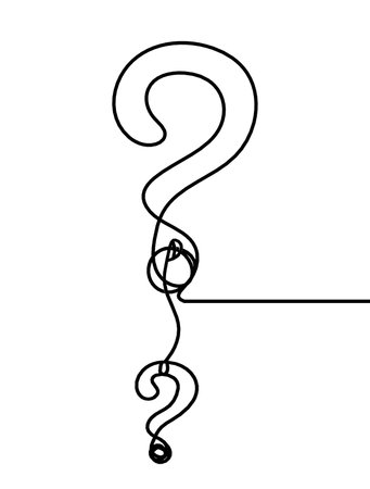 Abstract question mark with question mark continuous lines drawing on white backgroundのイラスト素材