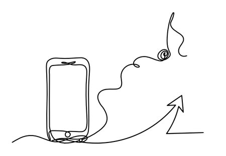 Abstract mobile and direction as line drawing on white backgroundのイラスト素材