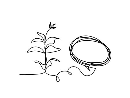 Abstract sprout with comment as line drawing on the white backgroundのイラスト素材