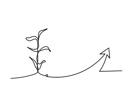 Abstract sprout with direction as line drawing on the white backgroundのイラスト素材